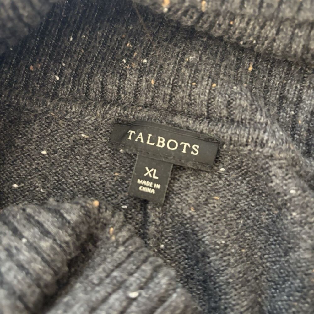 Talbots Womens XL Gray Speckled Sweater Dress Cowl Neck Cotton Blend - Picture 5 of 6